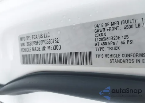 2023 Ram 2500 Laramie 4X4 6'4 Box from USA, damaged, VIN 3C6UR5FJ6PG530782